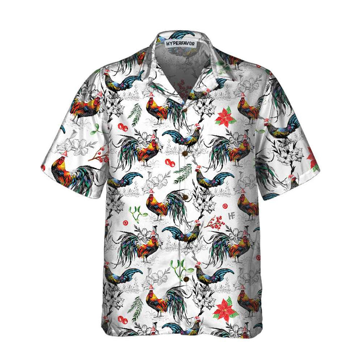 Lune London | Christmas Hawaiian shirt with Christmas chicken and Christmas star, tropical Christmas t-shirt for men