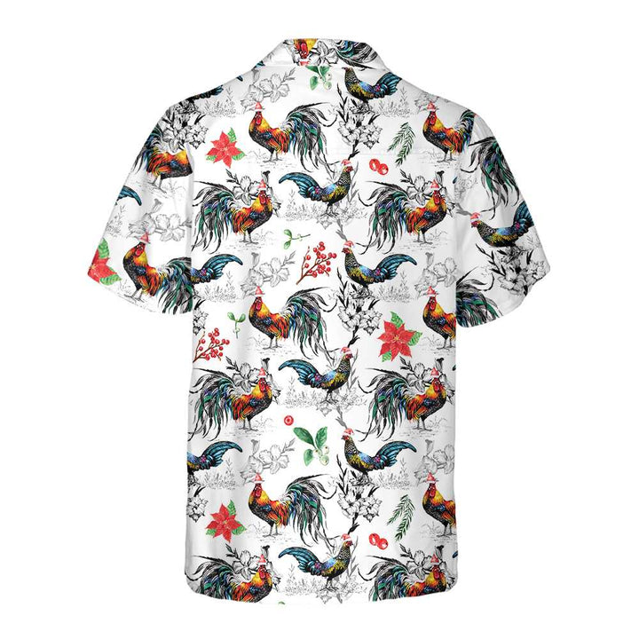 Lune London | Christmas Hawaiian shirt with Christmas chicken and Christmas star, tropical Christmas t-shirt for men