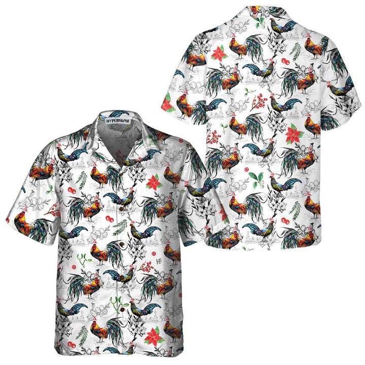 Lune London | Christmas Hawaiian shirt with Christmas chicken and Christmas star, tropical Christmas t-shirt for men
