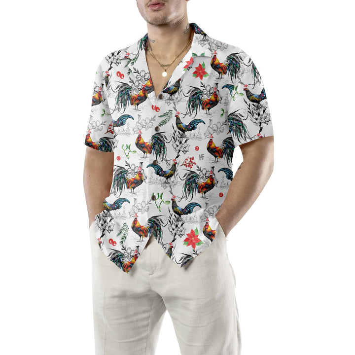 Lune London | Christmas Hawaiian shirt with Christmas chicken and Christmas star, tropical Christmas t-shirt for men