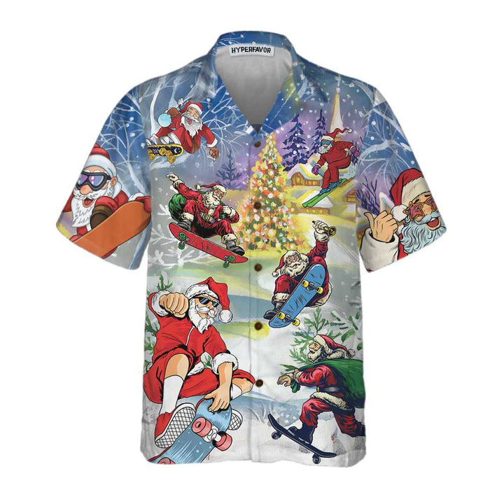 Lune London | Christmas Come Skateboard With Santa Hawaiian Shirt, Funny Santa Shirt, Gift For Christmas