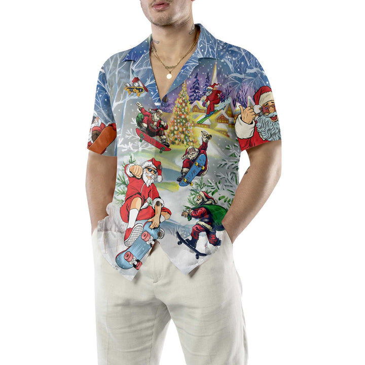 Lune London | Christmas Come Skateboard With Santa Hawaiian Shirt, Funny Santa Shirt, Gift For Christmas