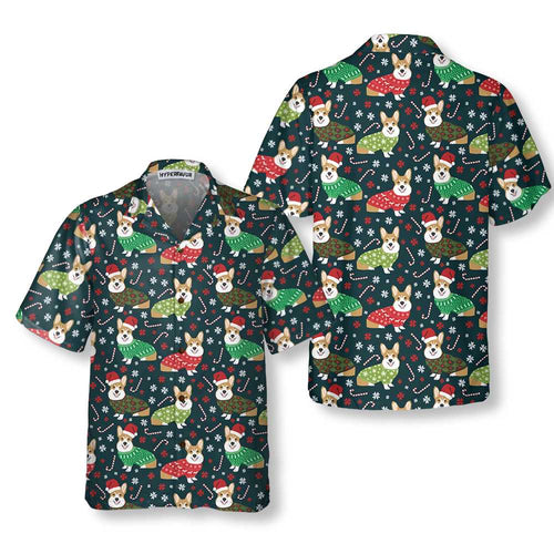 Amarae | Corgi Christmas Hawaiian Shirt, cute Christmas dog shirt, Christmas gift for dog lovers