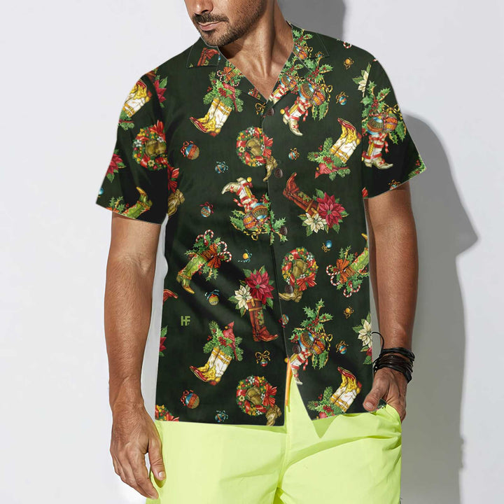 Lune London | Christmas Cowboy Boots Christmas Hawaiian Shirt, Christmas Day Gift