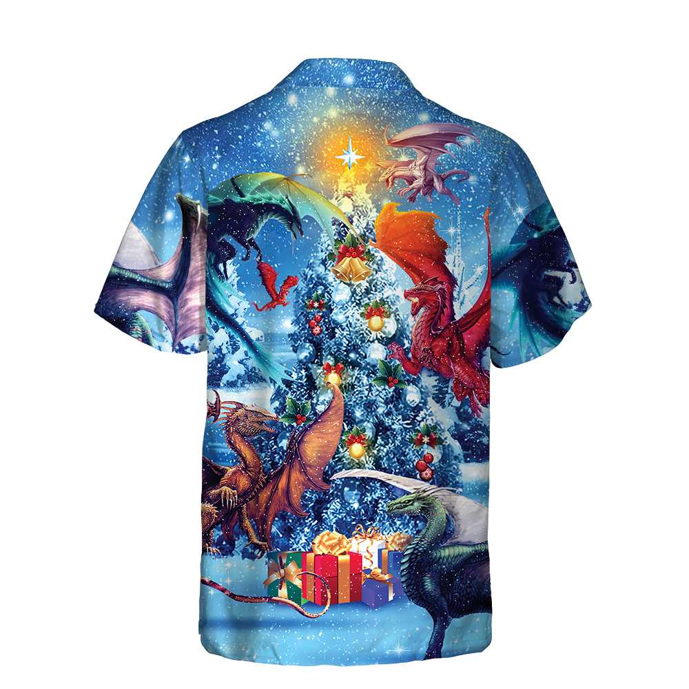 Lune London | Christmas Hawaiian Shirt Dragons Reunion, Festive Dragon Hawaiian Shirt for Men