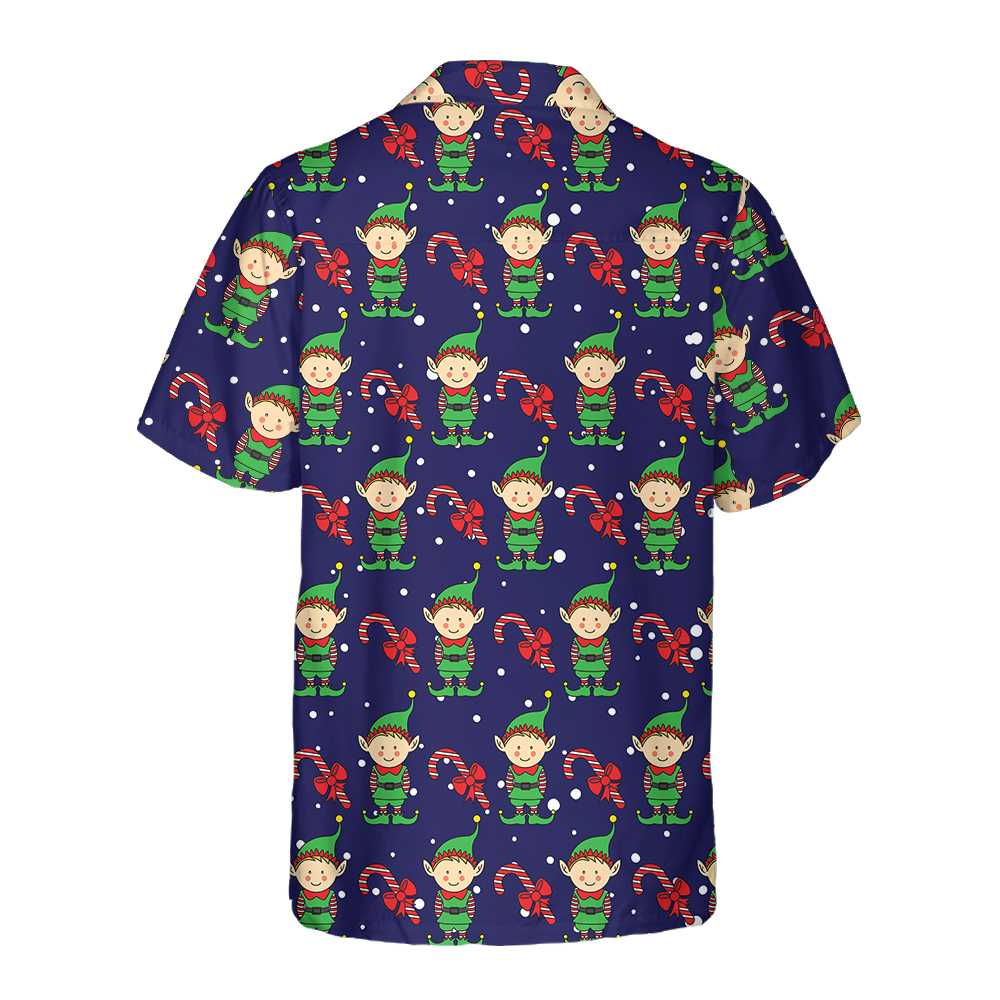Lune London | Blue Hawaiian shirt of Christmas elves. Christmas elf shirt, best Christmas gift idea.
