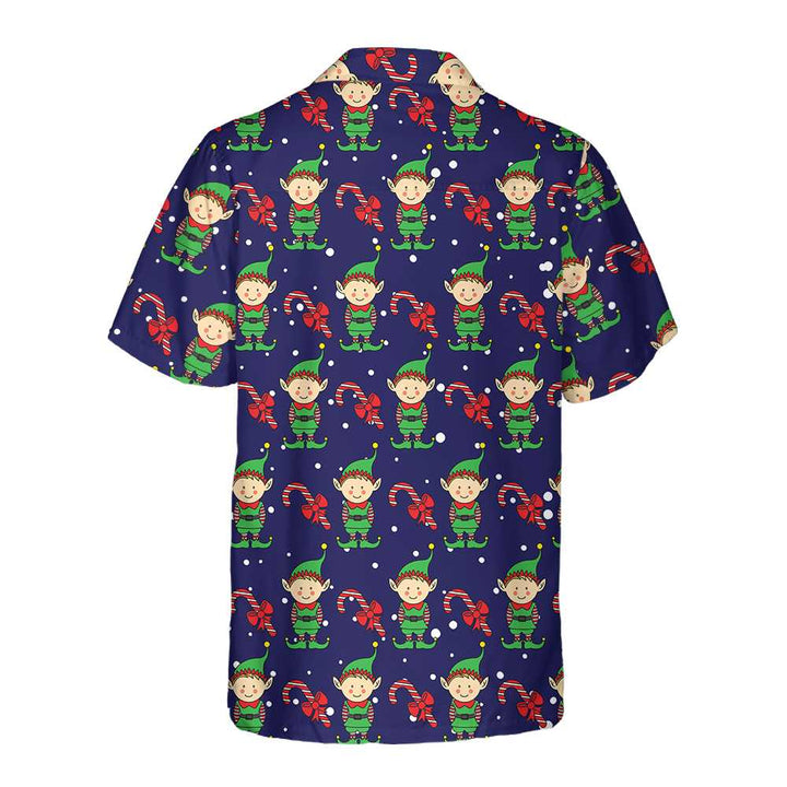Lune London | Blue Hawaiian shirt of Christmas elves. Christmas elf shirt, best Christmas gift idea.
