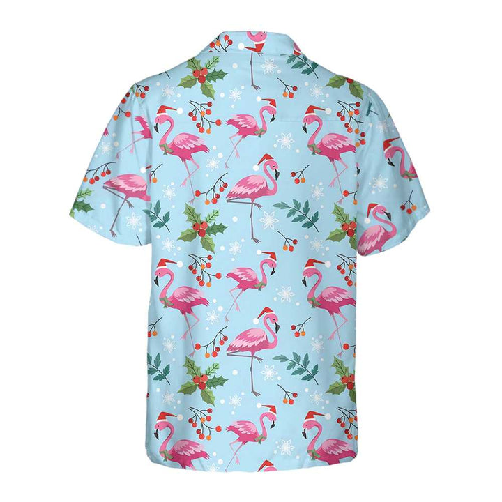 Lune London | Seamless Hawaiian shirt with Christmas flamingo pattern, Christmas flamingo shirt, best Christmas gift idea