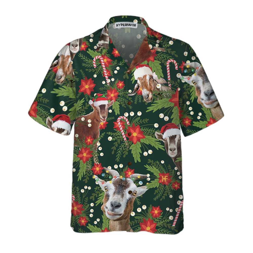 Lune London | Christmas Goat Hawaiian Shirt with Christmas Star, Fun Christmas Goat Shirt