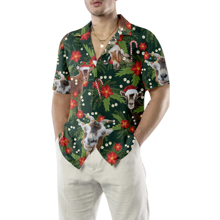 Lune London | Christmas Goat Hawaiian Shirt with Christmas Star, Fun Christmas Goat Shirt