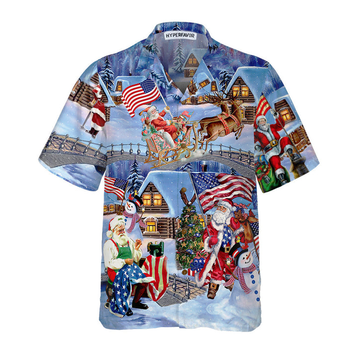 Lune London | Christmas Holidays Santa Patriot Hawaii shirt, American flag Christmas shirt, unique Christmas gift