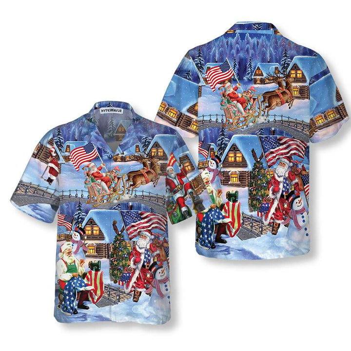 Lune London | Christmas Holidays Santa Patriot Hawaii shirt, American flag Christmas shirt, unique Christmas gift