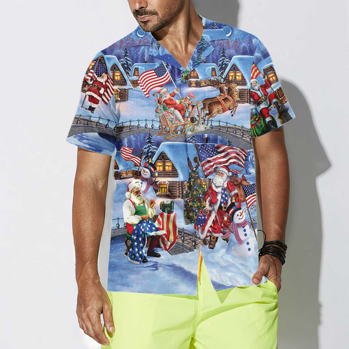 Lune London | Christmas Holidays Santa Patriot Hawaii shirt, American flag Christmas shirt, unique Christmas gift