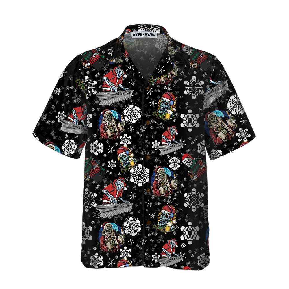 Lune London | Christmas Night Party with Hawaiian Skeleton Shirt, Santa Skeleton Shirt, Best Gift for Christmas