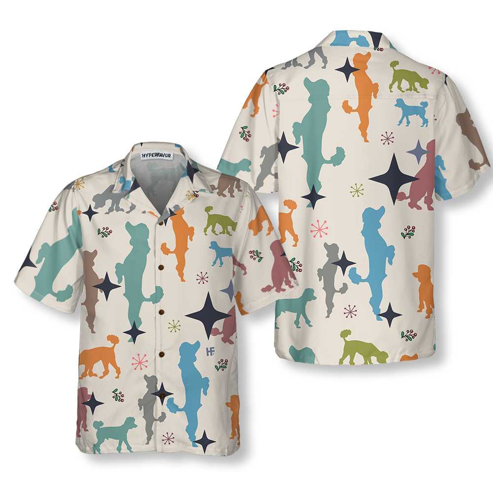 Lune London | Seamless Christmas Poodle Print Hawaiian Shirt, Christmas Shirt for Poodle, best Christmas gift idea