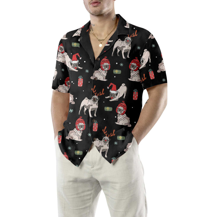 Lune London | Pug Christmas Hawaiian Shirt, Pug Christmas Shirt for Men and Women, Best Christmas Gift Idea