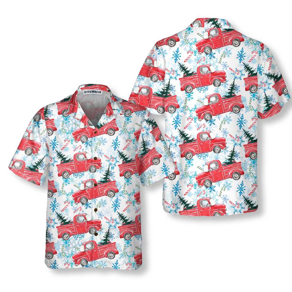 Lune London | Retro red Christmas striped Hawaiian shirt