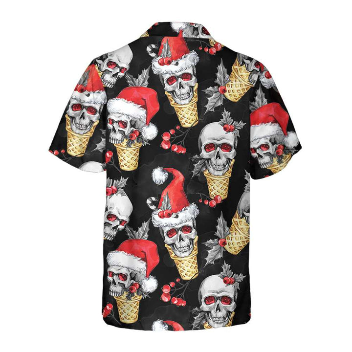 Lune London | Christmas Skull Hawaiian Shirt with Waffle Cone, Fun Christmas Skull T-Shirt, Best Gift for Christmas