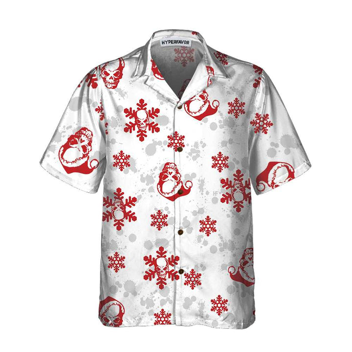 Lune London | Christmas Hawaiian shirt with snow and skull, Christmas skull T-shirt, Best gift for Christmas