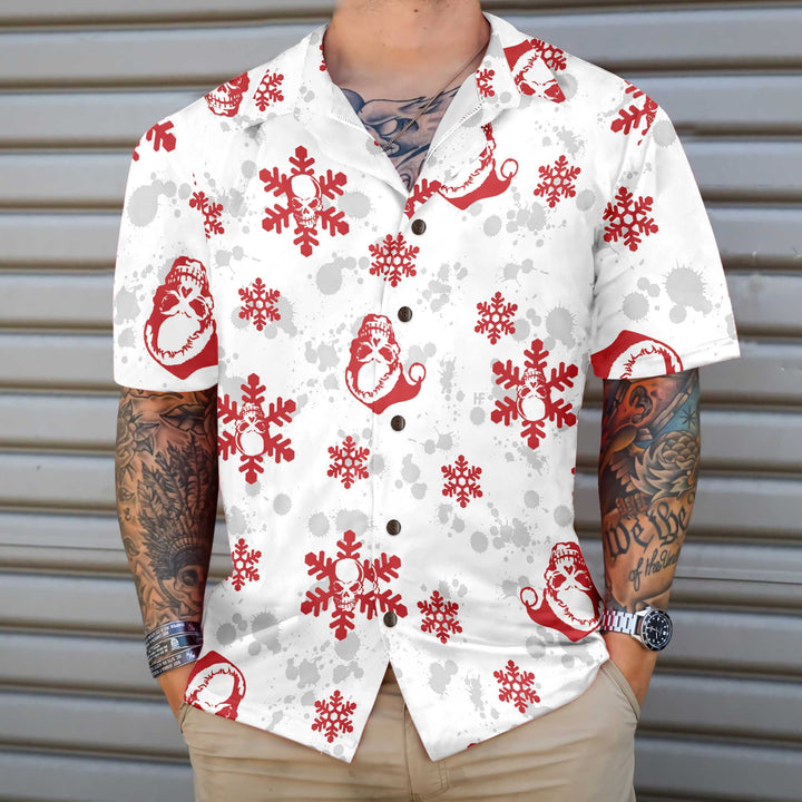 Lune London | Christmas Hawaiian shirt with snow and skull, Christmas skull T-shirt, Best gift for Christmas