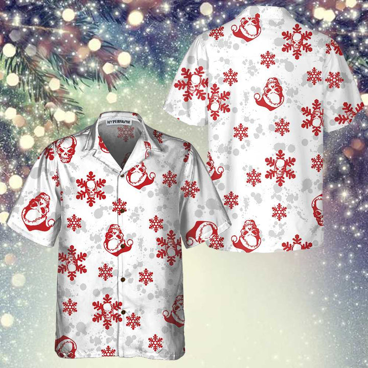 Lune London | Christmas Hawaiian shirt with snow and skull, Christmas skull T-shirt, Best gift for Christmas