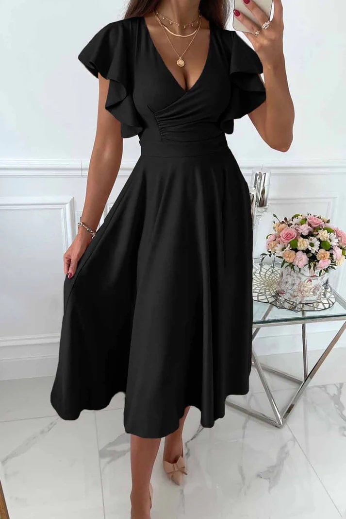 Lune London | Elegant Midi Dress with Butterfly Sleeves