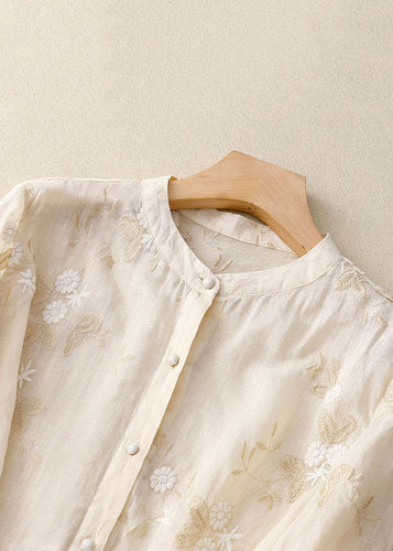 Amarae | Embroidered Cotton Linen Blouse