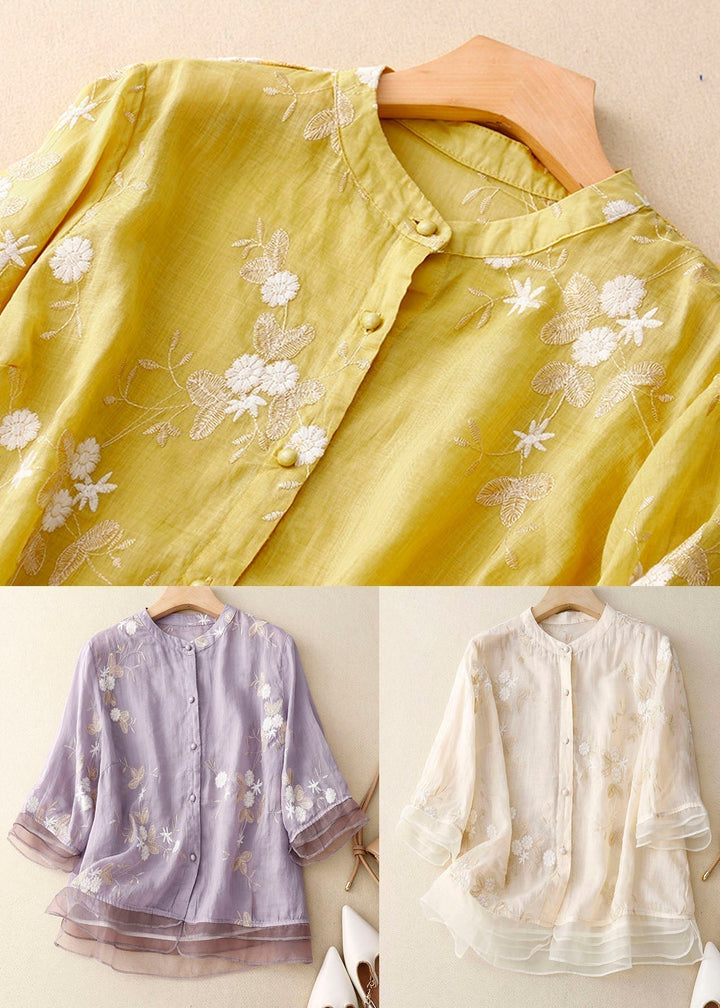 Lune London | Embroidered Cotton Linen Blouse