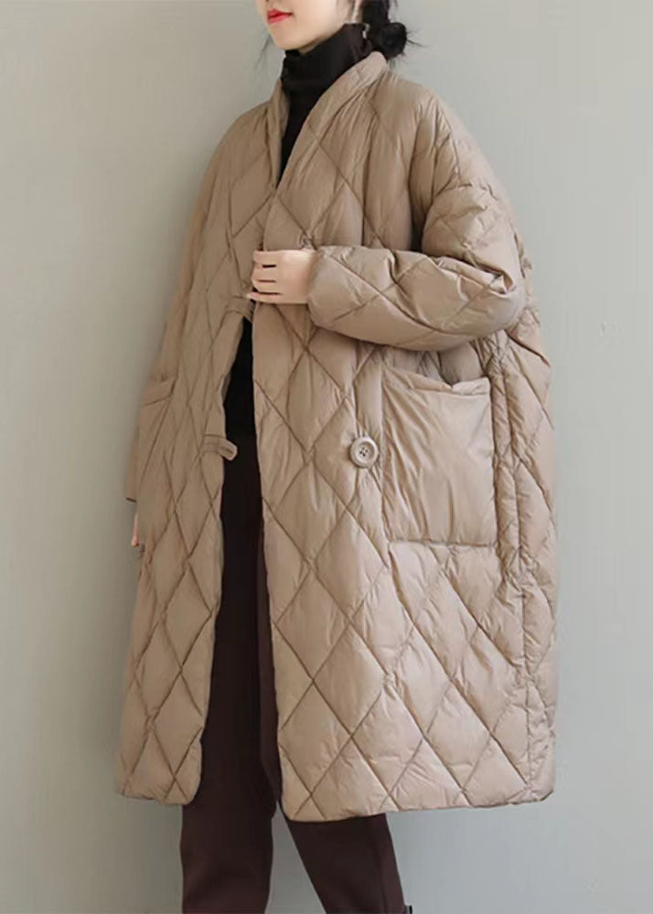 Amarae | Solid red high collar jacket with large pockets padded in fine cotton winter