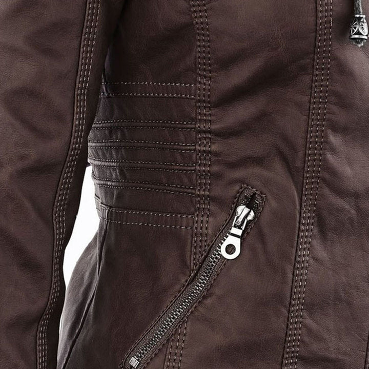 Amarae | Waterproof Women's Faux Leather Jacket with Hood