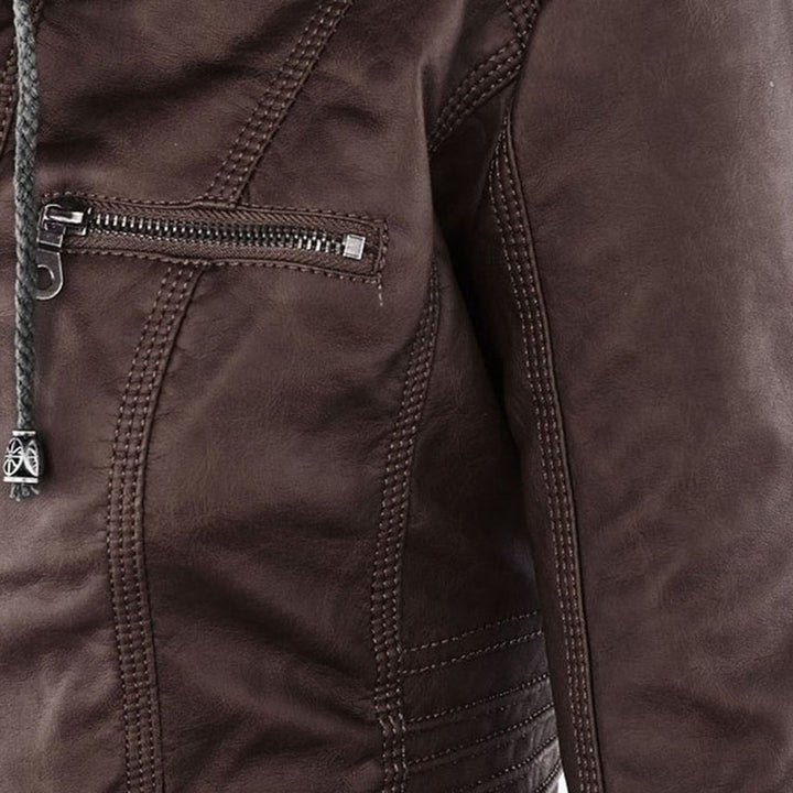 Amarae | Waterproof Women's Faux Leather Jacket with Hood