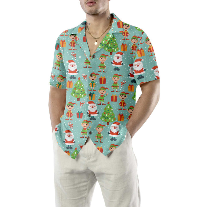 Lune London | Colorful Santa Helper patterned Hawaiian shirt, fun Christmas shirt, best Christmas gift idea