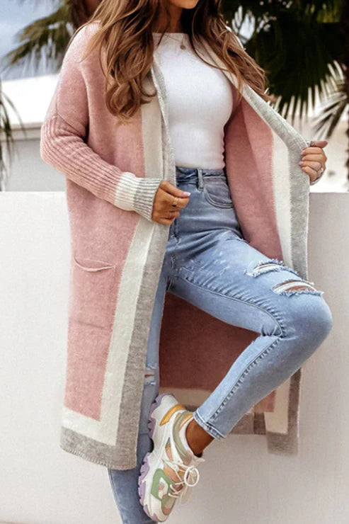 Lune London | Longer Cardigan - Open Front - Soft Knit - Ribbed Cuffs - With Pockets