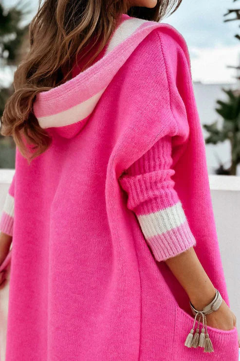 Lune London | Longer Cardigan - Open Front - Soft Knit - Ribbed Cuffs - With Pockets