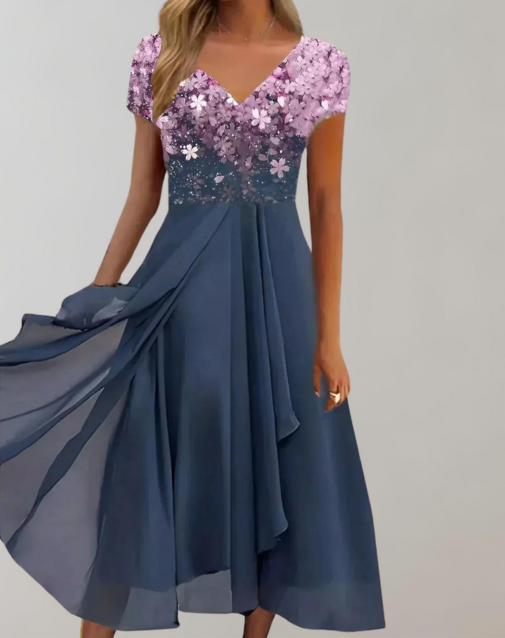 Lune London | Dress with Luminous Flowers Evening Dress for Women Shiny Top Dress