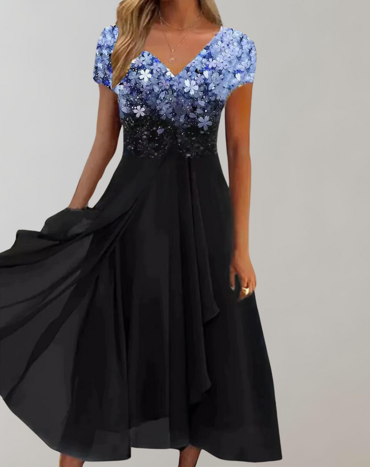 Lune London | Dress with Luminous Flowers Evening Dress for Women Shiny Top Dress
