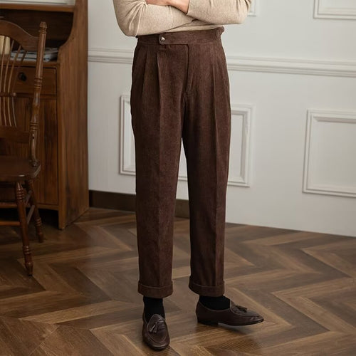 Amarae | Corduroy pants for men - High waist, Pleated front