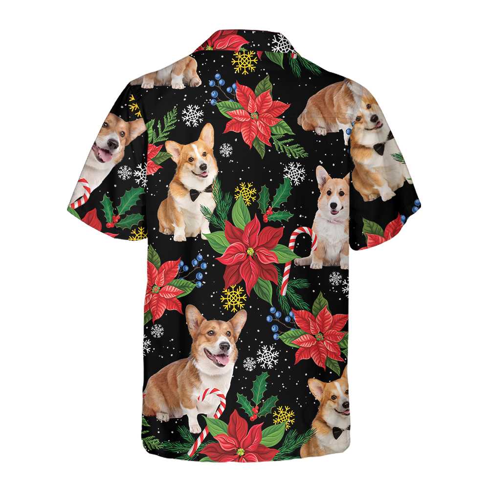 Lune London | Corgi Hawaiian Shirt with Christmas Plants, Fun Corgi Christmas Shirt for Men and Women, Best Christmas Gift