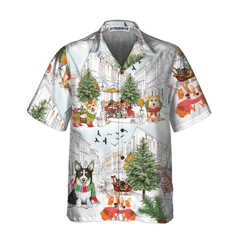 Lune London | Corgis At Christmas Hawaiian Shirt, Christmas Corgi Shirt for Men & Women, Best Christmas Gift