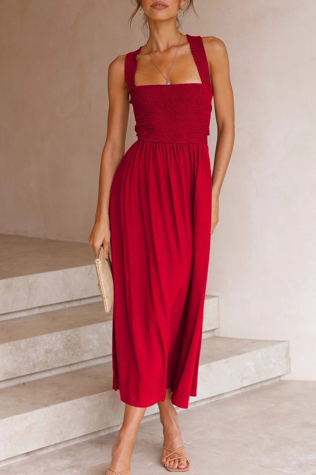 Lune London | Crisscross Tie-Back Midi Dress