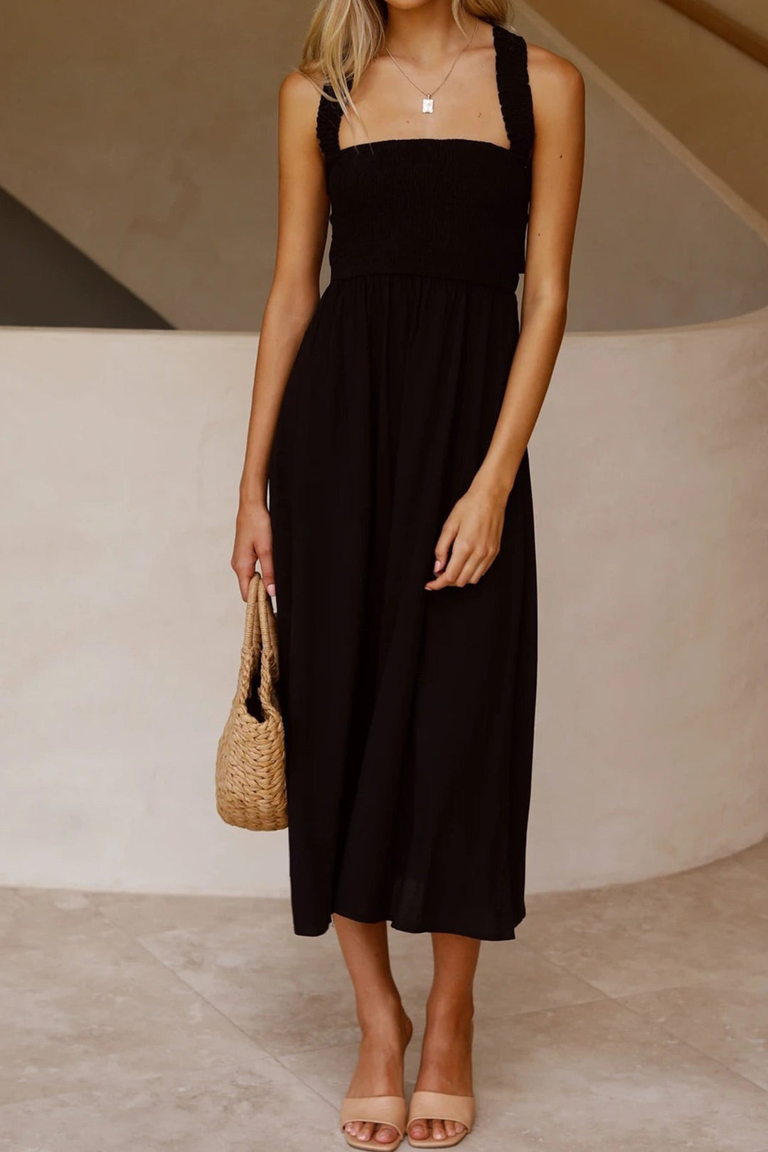 Lune London | Crisscross Tie-Back Midi Dress