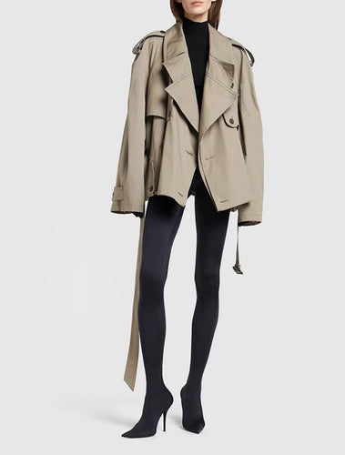 Amarae | Women's Modern Cropped Trench Coat with Long Sleeves