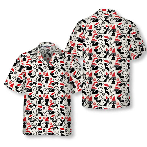Amarae | Cute Cat Hawaiian Shirt for Christmas, Fun Catmas T-Shirt, Best Gift for Christmas