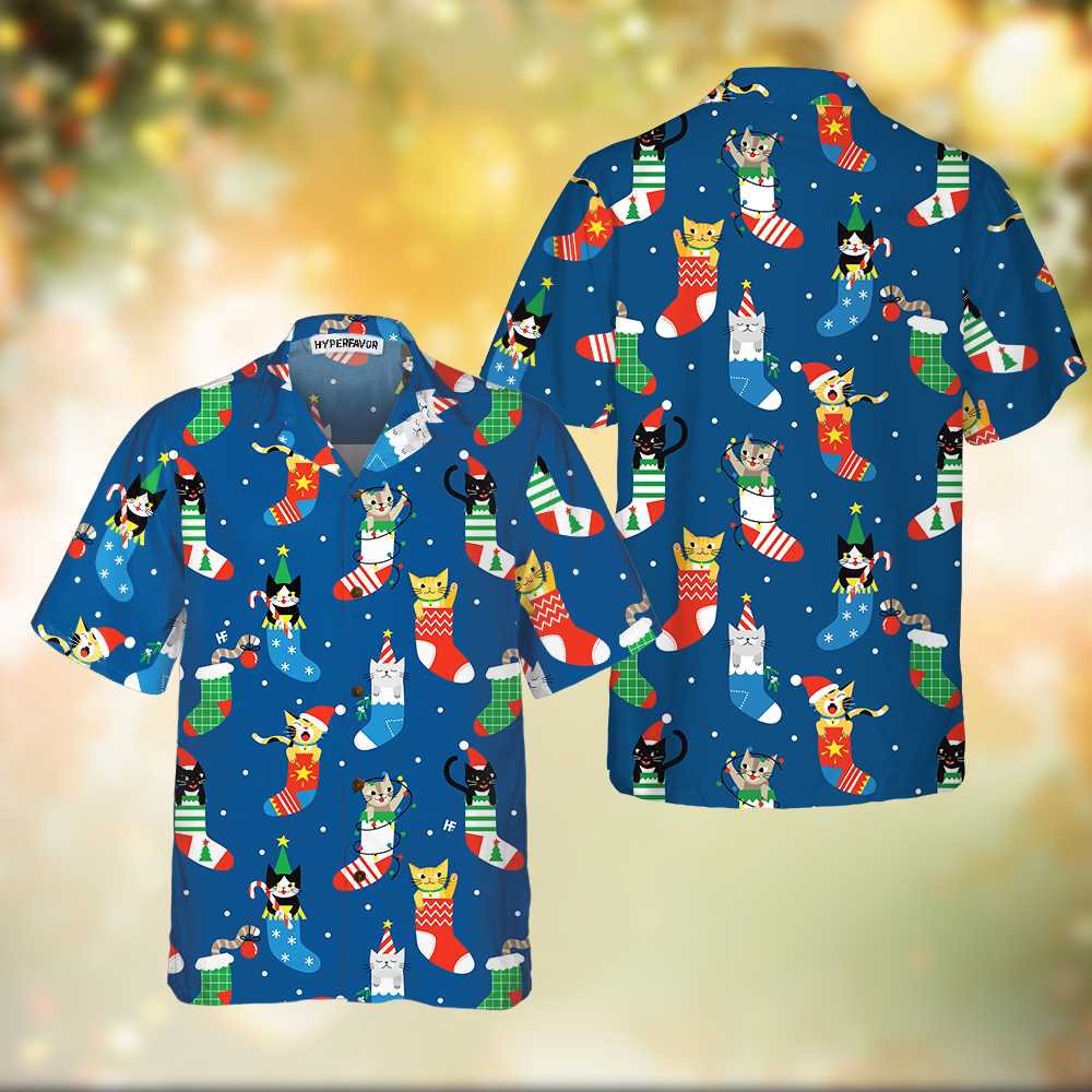 Lune London | Cute cats in Christmas socks Hawaiian shirt, Christmas cat shirt, Best Christmas gift