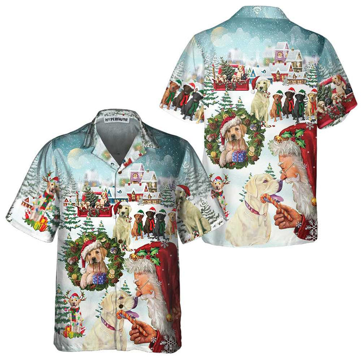 Lune London | Christmas Hawaiian shirt with cute Labrador dogs, fun Labrador shirt, best Christmas gift