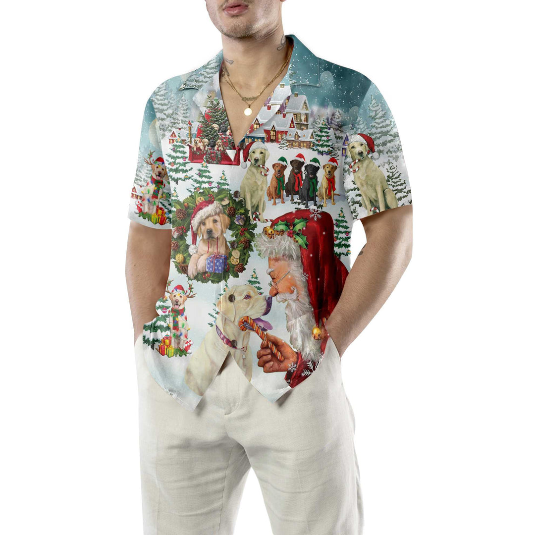 Lune London | Christmas Hawaiian shirt with cute Labrador dogs, fun Labrador shirt, best Christmas gift