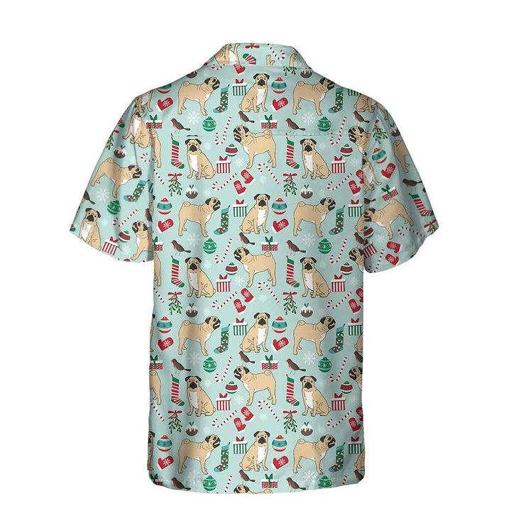 Lune London | Cute Christmas Pug Hawaiian T-shirt, Funny Christmas Dog Hawaiian T-shirt