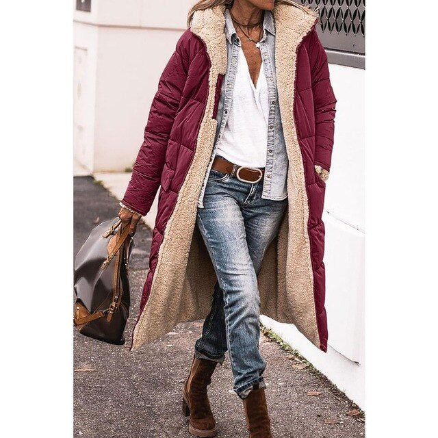 Amarae | Casual fleece coat Hazel with hood