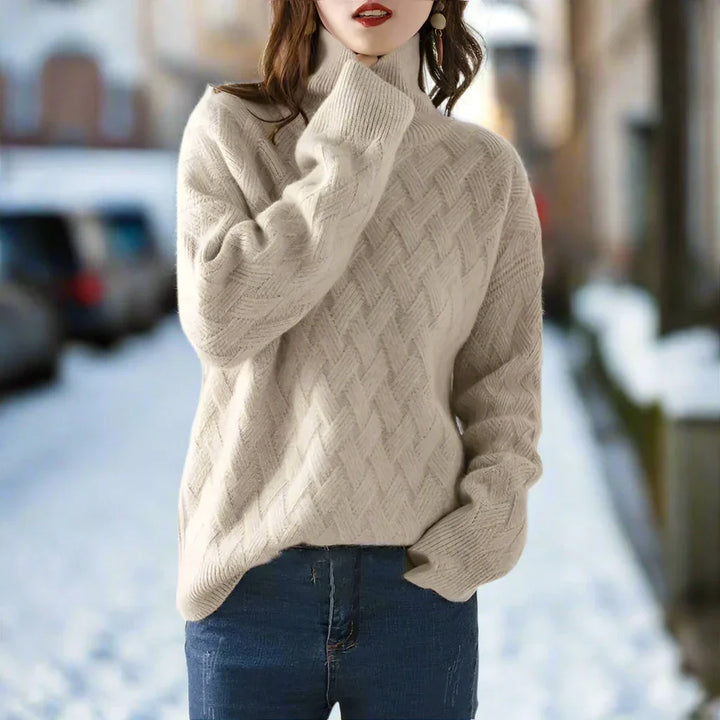 Lune London | Turtleneck Sweater - Cable Knit - Soft Wool Blend - Relaxed Fit