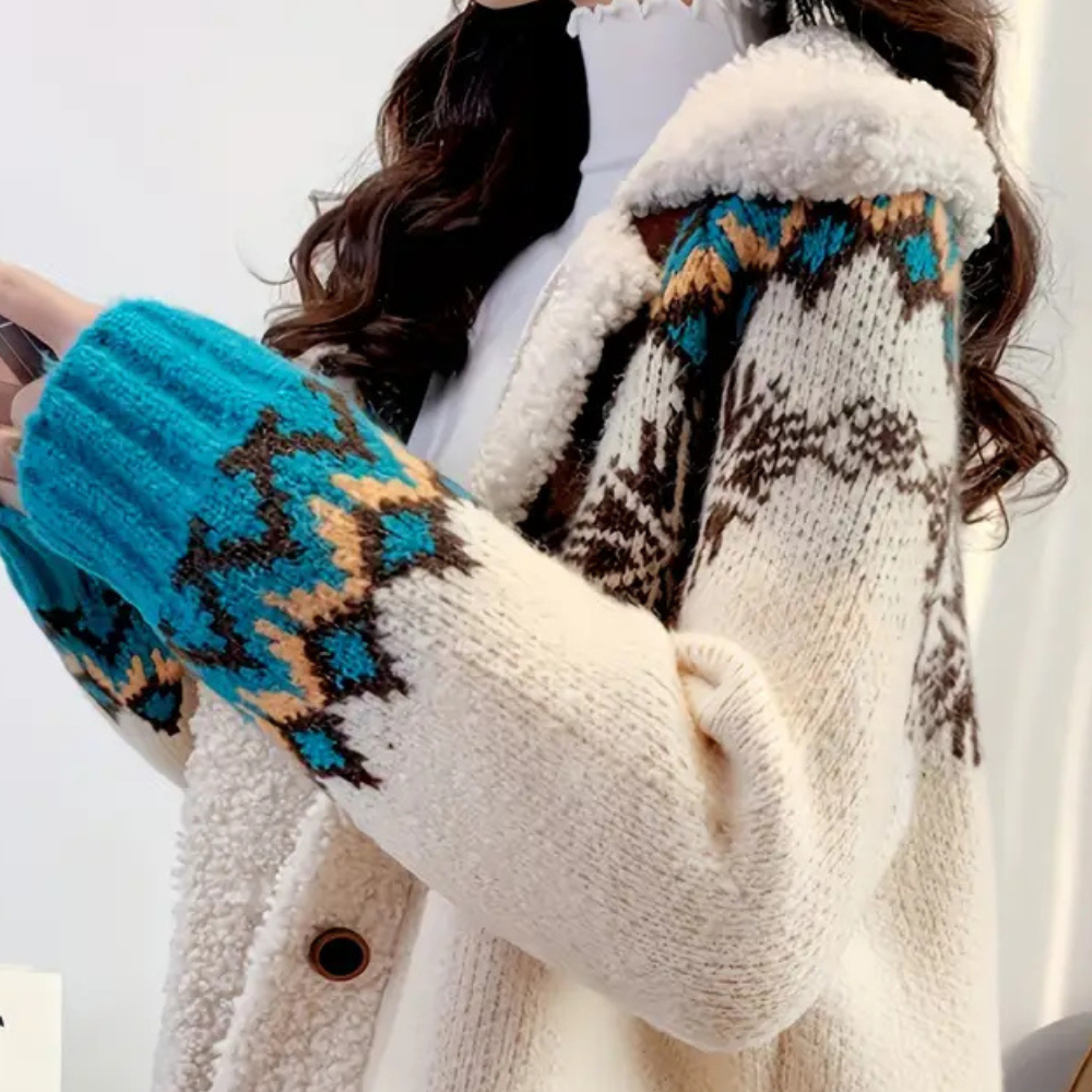 Lune London | Knitted winter jacket with fleece collar - Leisurewear